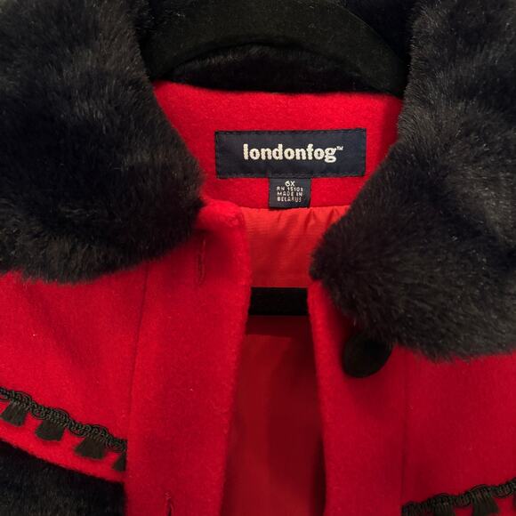 London Fog Kids / Youth Wool-Blend Red Coat – Size Youth M - Picture 2 of 5
